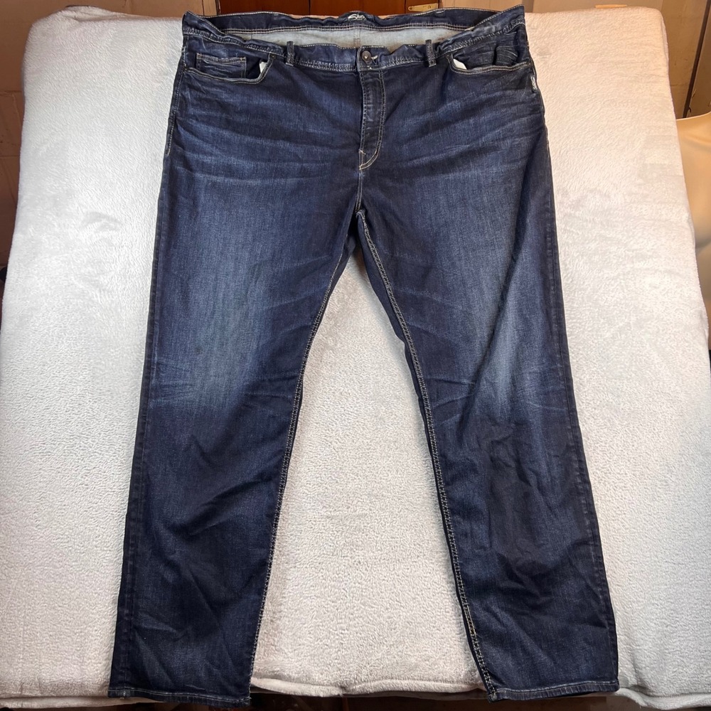 Silver Jeans Co Grayson Easy Fit Straight Leg Dark Wash Mens W52 L34b blue